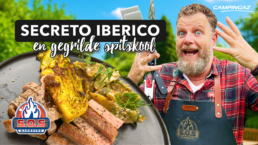 Secreto Iberico met gegrilde spitskool van de BBQ